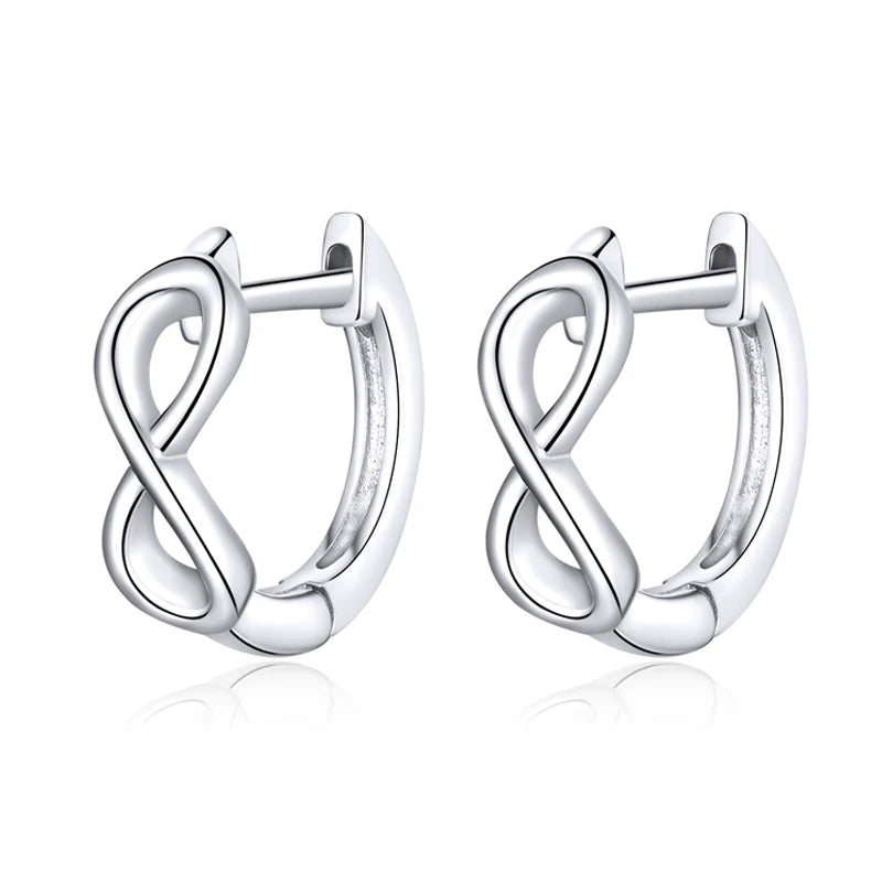 WOSTU 925 Sterling Silver Classic Round Silver Hoop Earrings Authentic Clear Zircon Earrings for Women Jewelry CQE498
