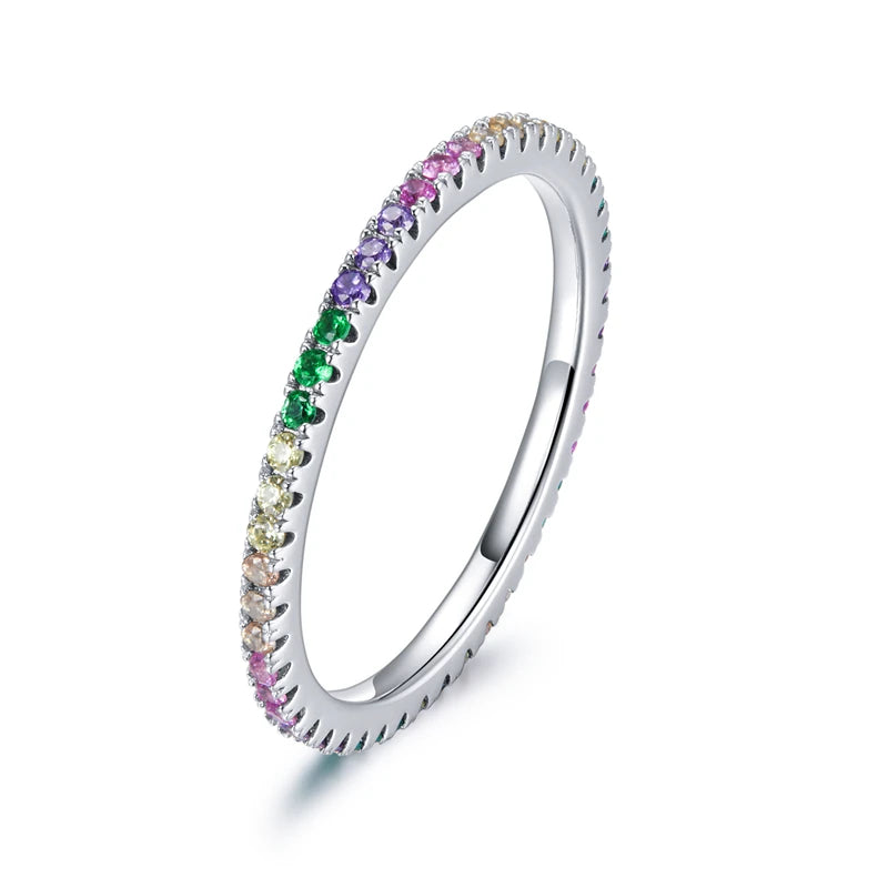 WOSTU Simple Rings 100% 925 Sterling Silver Shimmering Wish Stackable Ring for Women Wedding