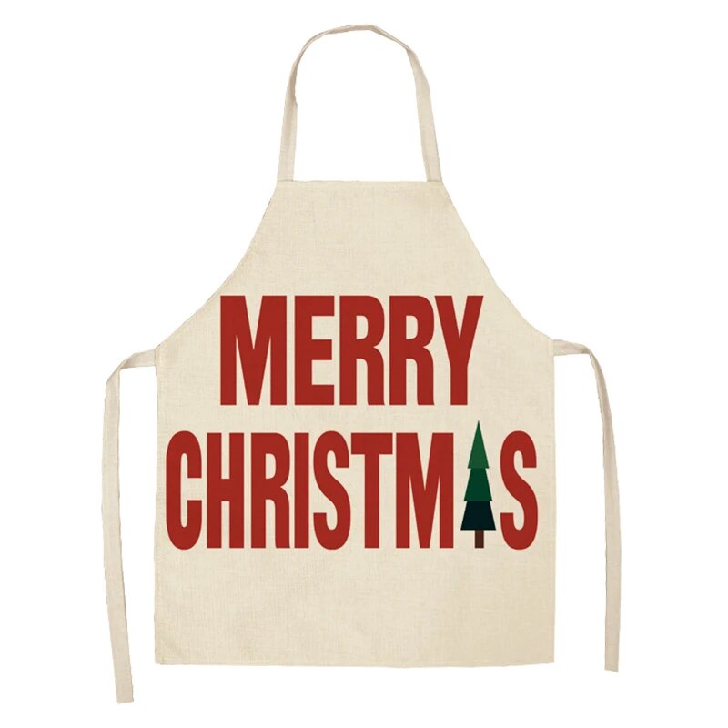 Linen Merry Christmas Apron Christmas Decorations for Home Kitchen Accessories Natal Navidad 2023 New Year Christmas