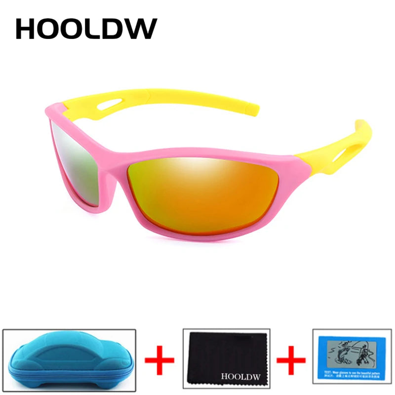 HOOLDW New Children Sunglasses Polarized Sun Glasses Silicone Flexible Baby Kids Glasses Boys Girls Sport Goggles UV400 Eyewear