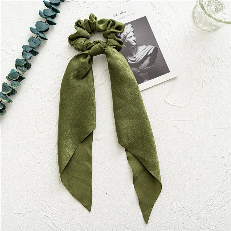 Santa Claus Bows Hair Scrunchies Long Ribbon Ponytail Scarf Hair Tie Women Girls Elastic Hair Bands Christmas Hair Accessories