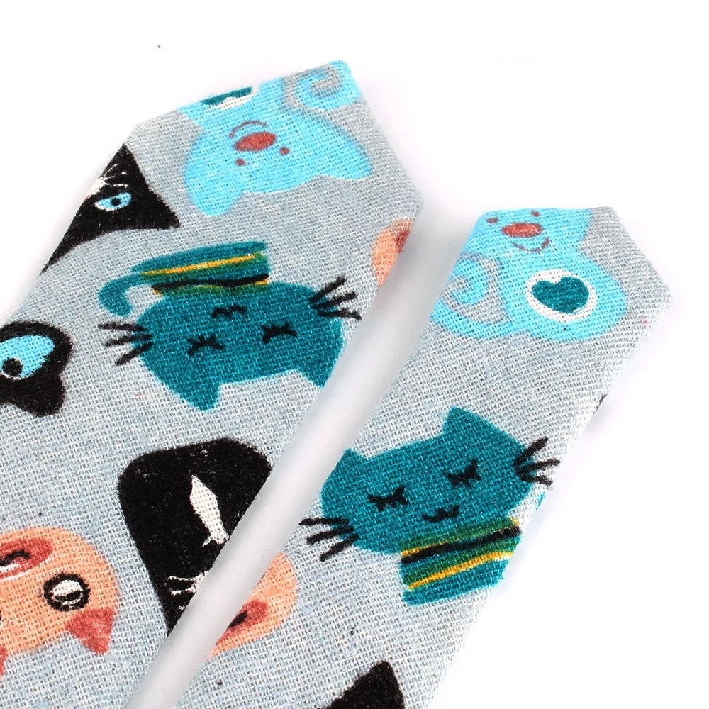 CartoonSkinny Tie for Men Women Narrow Neck Tie for Wedding Casual Cartoon Neckties Classic Suits Slim Cotton Linen Neck Ties