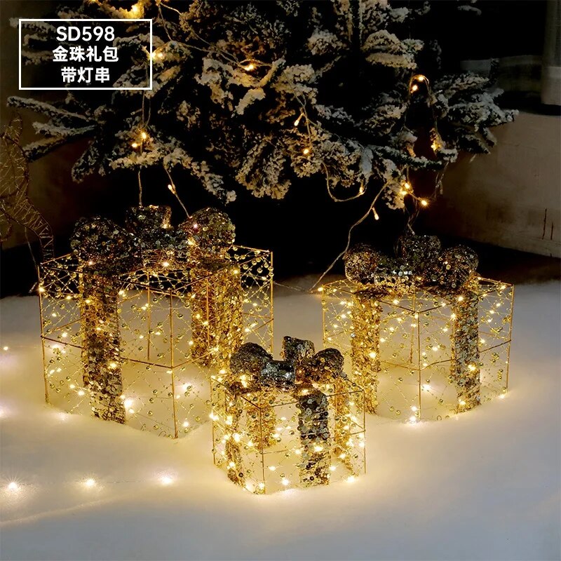 Creative Ornaments Christmas Decoration Glowing Christmas Deer Christmas Tree Ornaments Reindeer Family New Year Decoration
