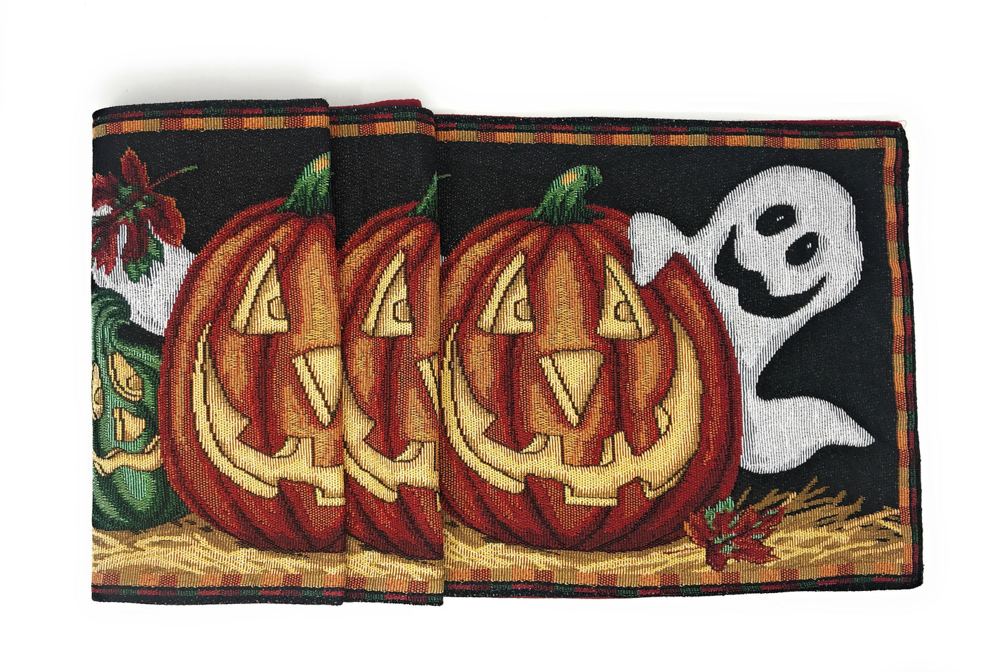DaDa Bedding Halloween Pumpkins Table Runner, Harvest Orange Tapestry (12914)