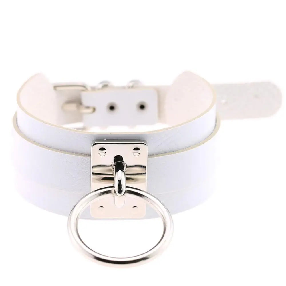 KMVEXO New Fashion Harajuku Handmade Choker Punk Leather Collar Necklace Silver Color Metal O-Round Torques Party Jewelry
