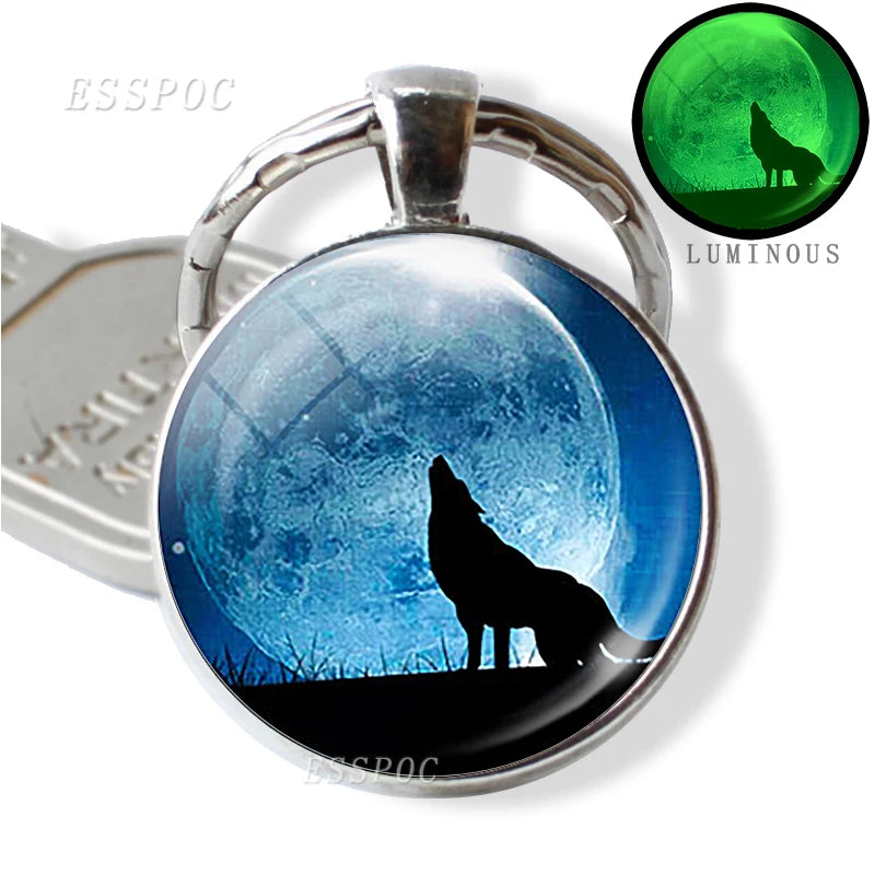 Glow in the Dark Wolf Key Chain Key Rings Holder Luminous Wolf Head Keychain Men Jewelry
