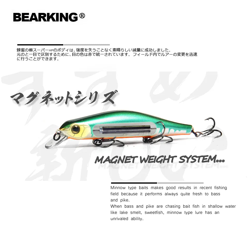Bearking 11cm 17g Magnet Weight System Long Casting New Model Fishing Lures Hard Bait Dive 0.8-1.2m Quality Wobblers Minnow