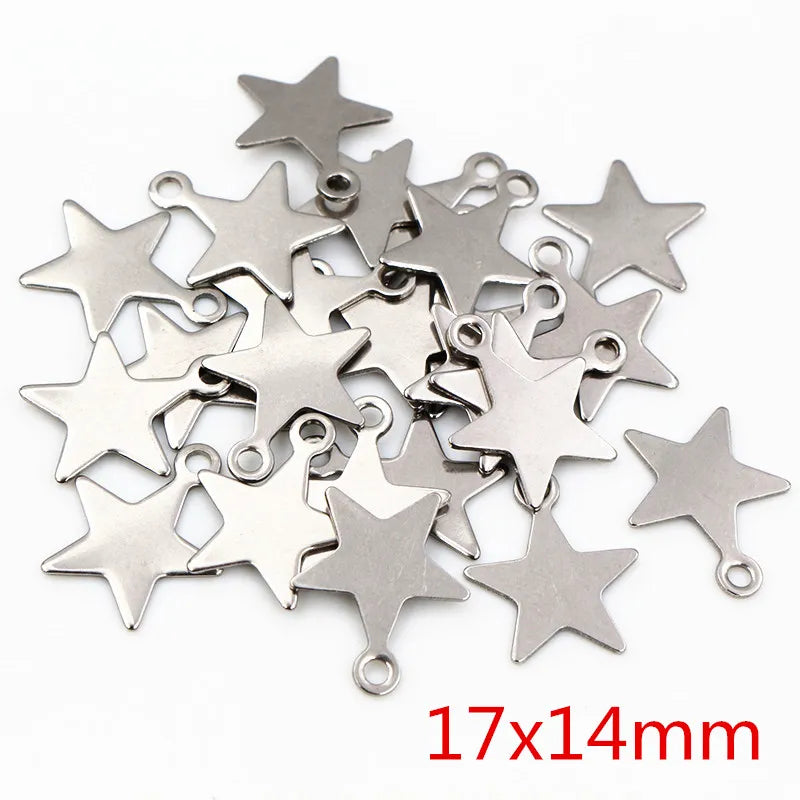 30pc/Lot 316 Stainless Steel Five-Pointed Star Cute Necklace Pendant Charms Small Cat Dolphin Fish Charms for DIY Jewelry Making