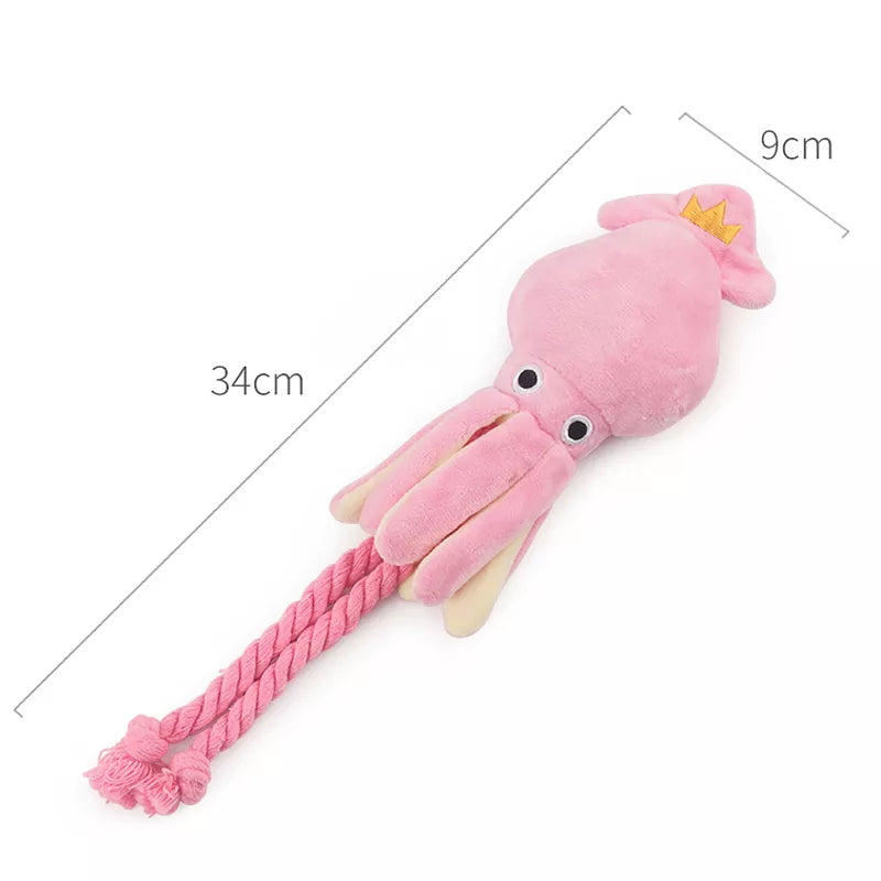 Cute Squid Small Dog Toy Sound BB Plush Pet Puppy Rope Toys Pink Chew Squeak Toys for Cat