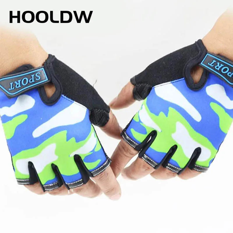 HOOLDW New Children Half Finger Gloves Fingerless Kids Gloves Non-Slip Ultrathin Outdoor Sport Breathable Gloves for Boys Girls