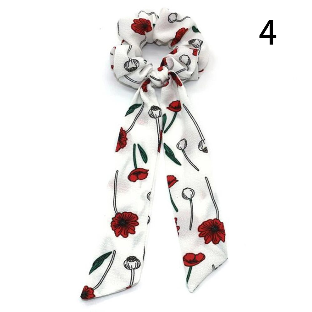Santa Claus Bows Hair Scrunchies Long Ribbon Ponytail Scarf Hair Tie Women Girls Elastic Hair Bands Christmas Hair Accessories