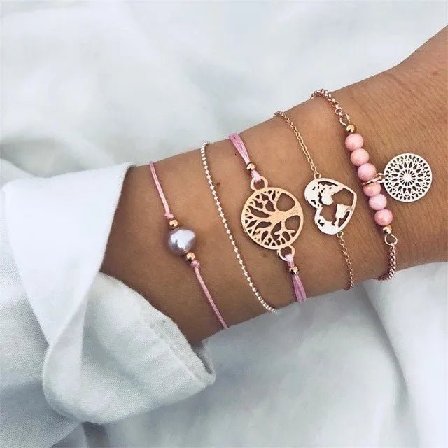 Boho Rope Bracelets & Bangles for Women Bohemian Beaded Charm Bracelet Femme Se Multilayer Jewelry Accessories Bijoux