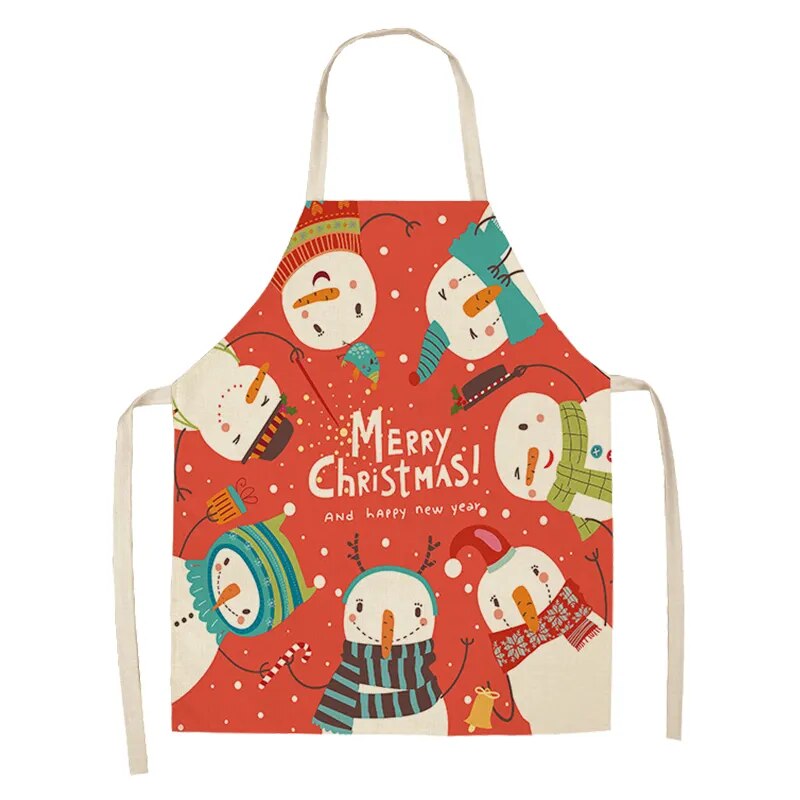 Linen Merry Christmas Apron Christmas Decorations for Home Kitchen Accessories Natal Navidad 2023 New Year Christmas