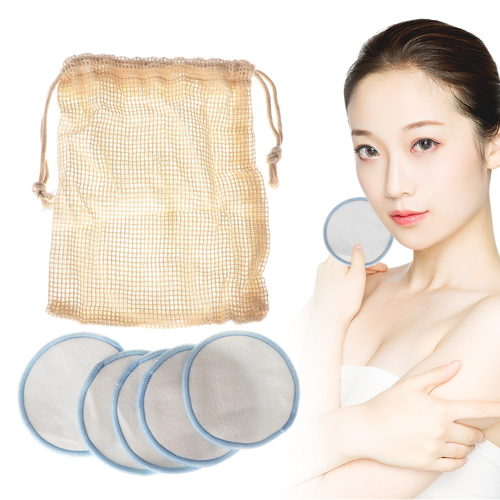 5/10/16/20pcs Bamboo Cotton Reusable Makeup Remover Pads Three Layers Washable Facial Cleansing Wipe Pads Makeup Beauty Tools