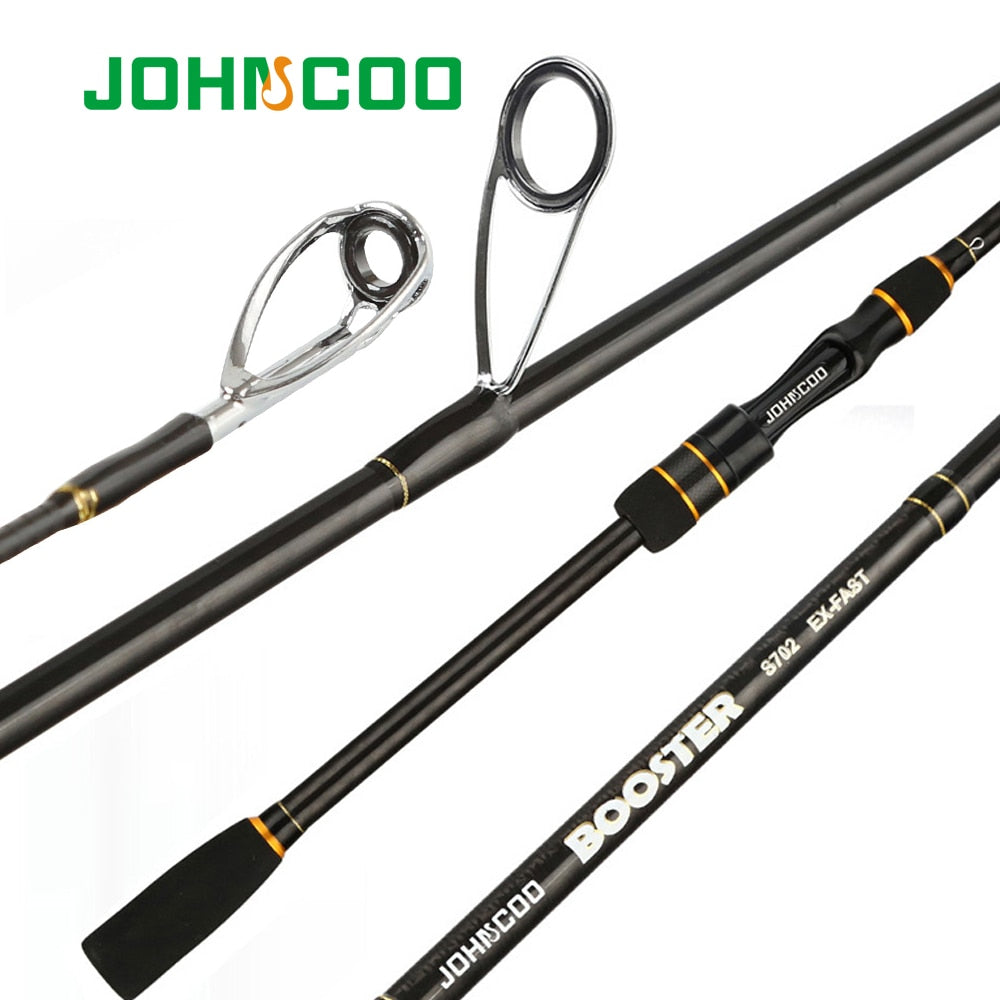 JOHNCOO Booster Spinning Fishing Rod With 2 Tips M/Ml 5-28g Ex-Fast Action 2.1m 2.4m Spinning Fishing Cane and Baitcasting Rod
