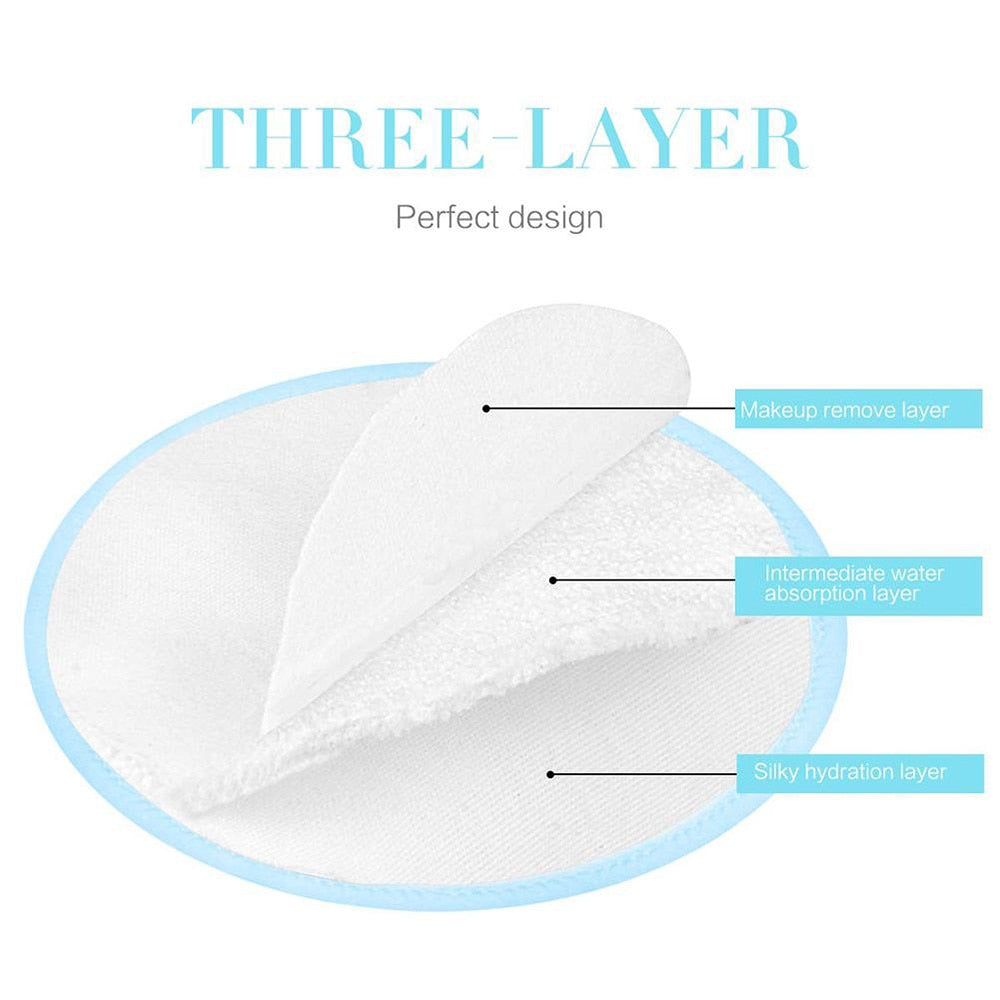 5/10/16/20pcs Bamboo Cotton Reusable Makeup Remover Pads Three Layers Washable Facial Cleansing Wipe Pads Makeup Beauty Tools
