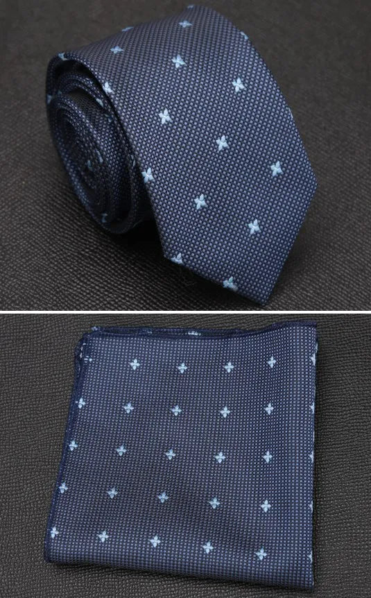XGVOKH Men Tie Cravat Set Fashion Wedding Ties for Men Hanky Necktie Dot Striped Gravata Jacquard Tie Social Party Accessories