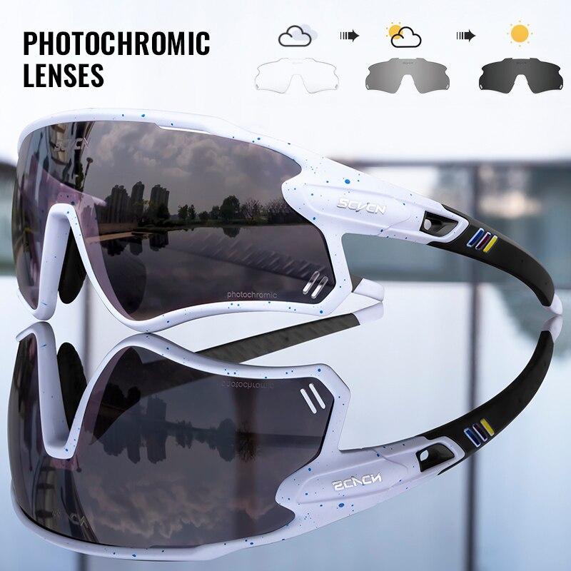 SCVCN Photochromic Bicycle Glasses Men’s Women Sports Runing Cycling Sunglasses UV400 Fishing Eyewear Mtb Bike Bicycle Goggles