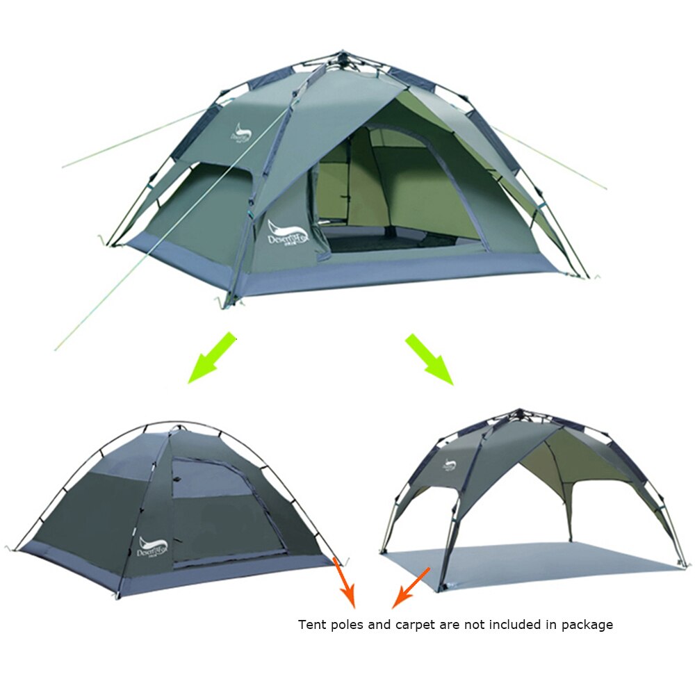 Desert&Fox Automatic Camping Tent, 3-4 Person Family Tent Double Layer Instant Setup Protable Backpacking Tent for Hiking Travel