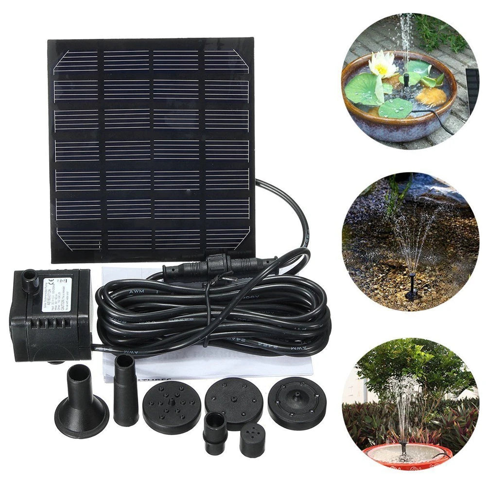 1.5W Solar Garden Fountain Pump Solar Garden Fountains Waterfalls Power Solar Bird Fountain Powered Water Pump Birdbath Fountain