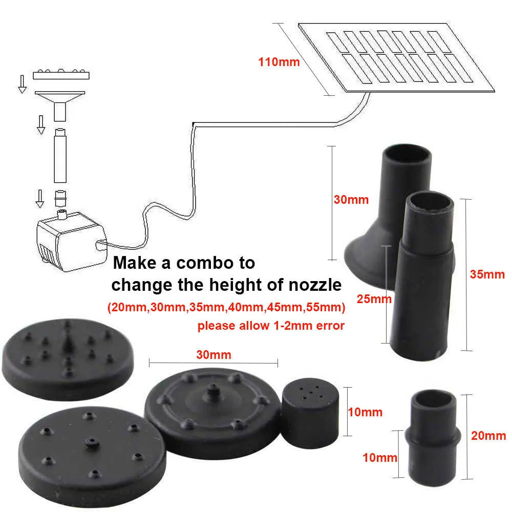1.5W Solar Garden Fountain Pump Solar Garden Fountains Waterfalls Power Solar Bird Fountain Powered Water Pump Birdbath Fountain