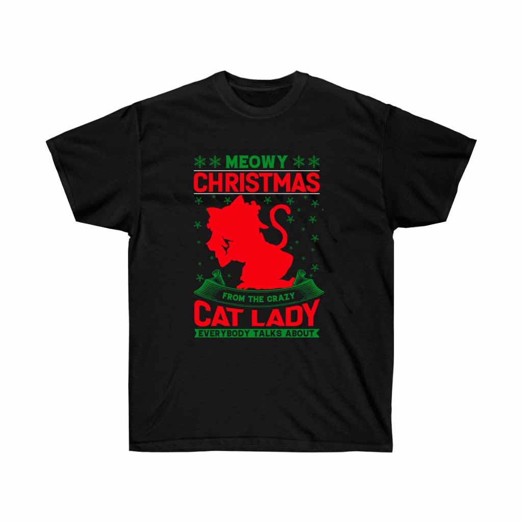 Meowy Christmas Cat Lady Holiday Tshirt
