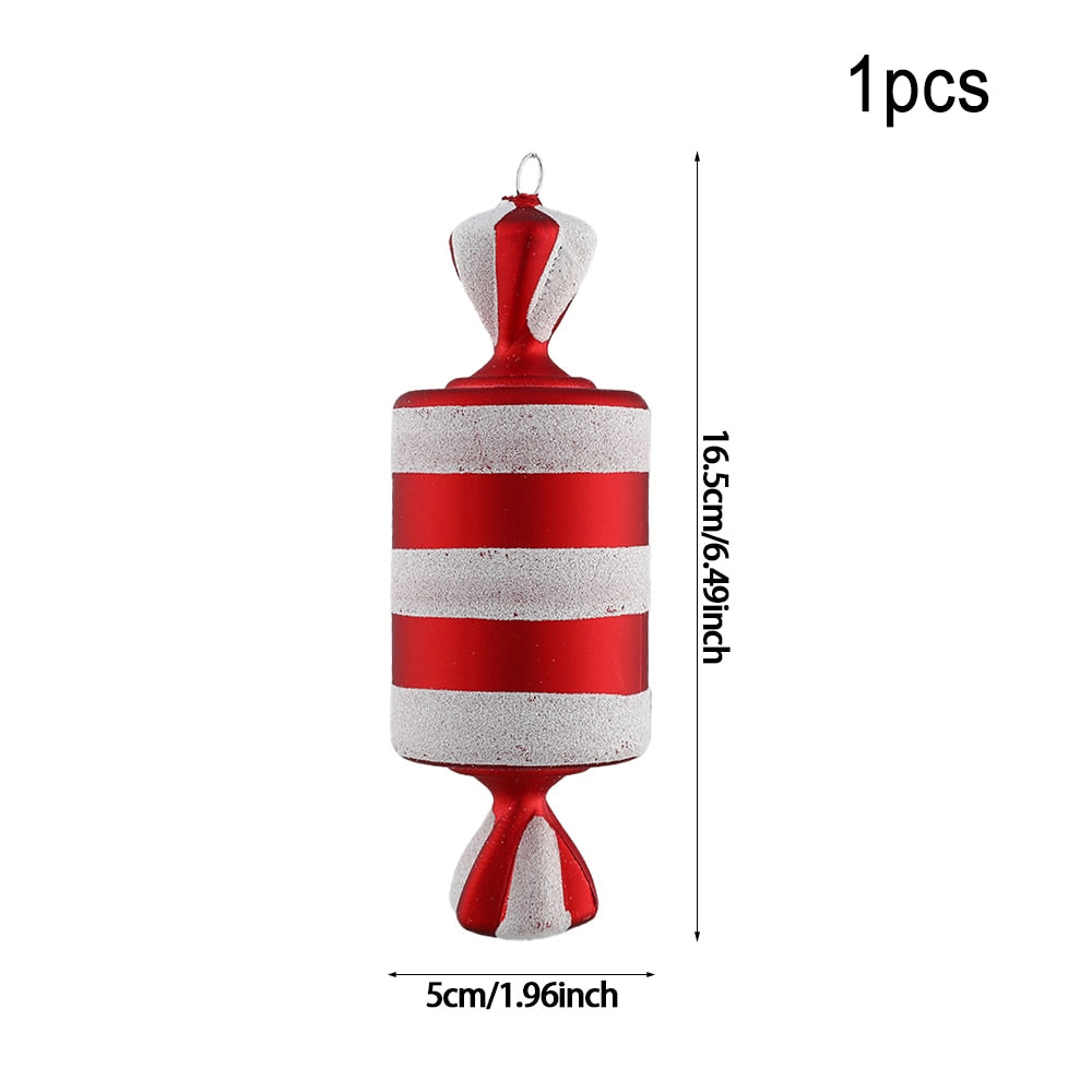 Multi Size Red and White Christmas Candy Canes Christmas Balls Christmas Tree Pendant Family Christmas Decoration New Year