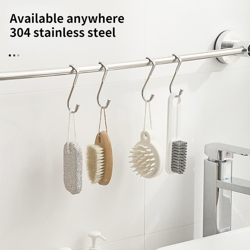 304 Stainless Steel Hook Punching Double S-Shape Hook Kitchen Bathroom Cab