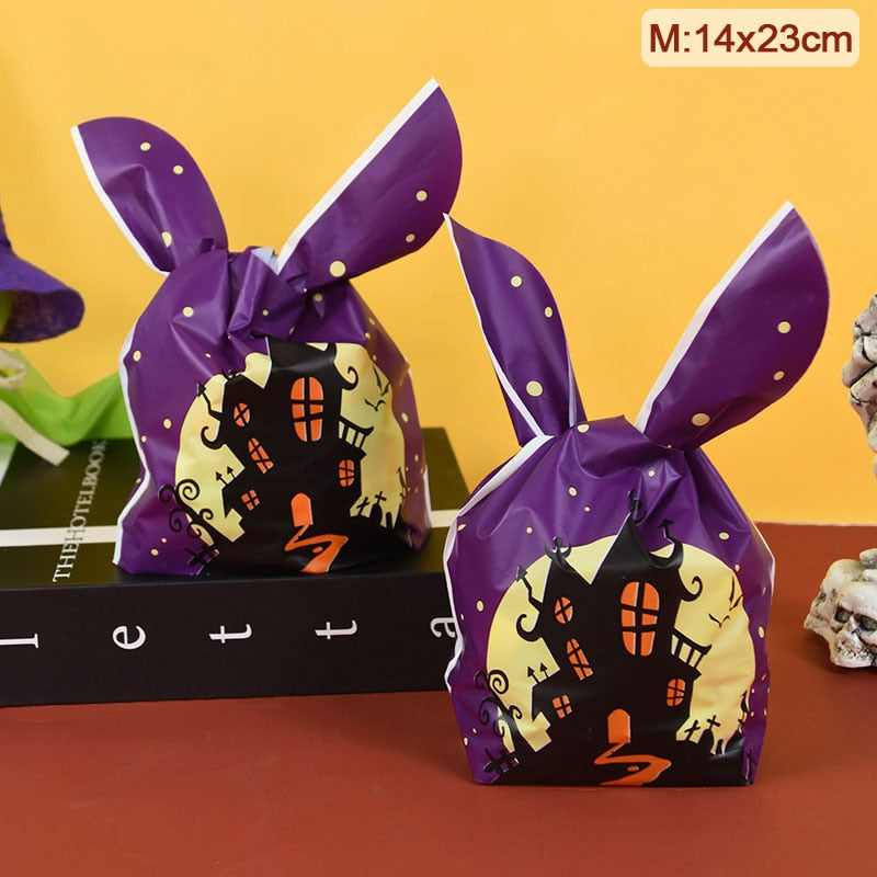 25/50pcs Halloween Candy Bags Pumpkin Bat Snack Biscuit Bag Trick or Treat Kids Favors Halloween Party Decoration Supplies