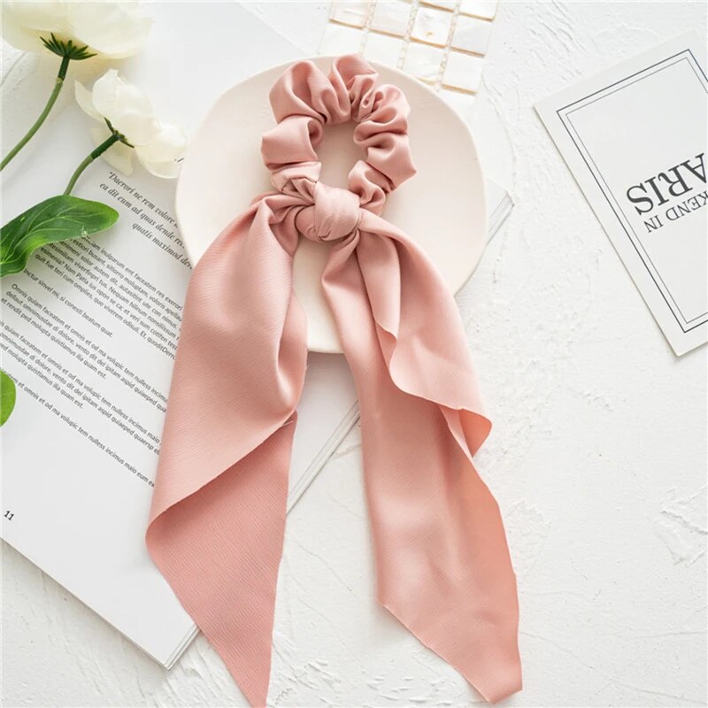 Santa Claus Bows Hair Scrunchies Long Ribbon Ponytail Scarf Hair Tie Women Girls Elastic Hair Bands Christmas Hair Accessories
