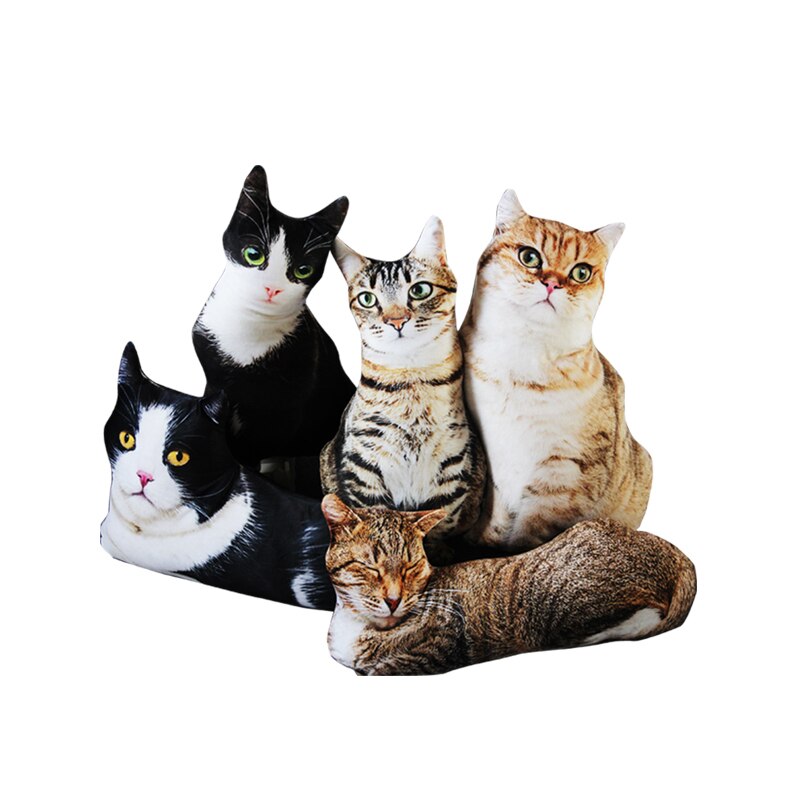 1PCS 50CM 3D Simulation Cat Plush Stuffed Soft Pillow Cute Lifelike Dog Sofa Bedroom Cushion Kids Toys Home Decoration