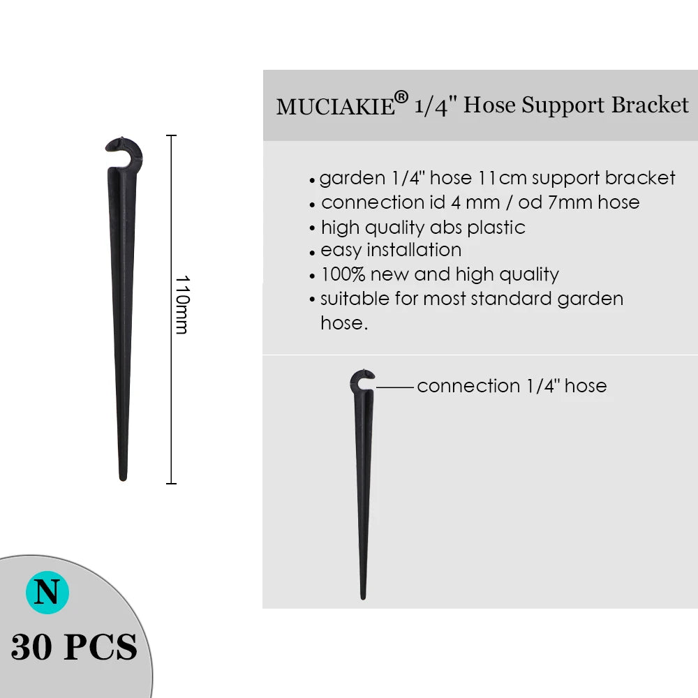 MUCIAKIE Sprinkler Irrigation 1/4 Inch Barb Tee Single Double Barb Barbed Water Pipe Connectors for 4/7mm Hose Garden Fitting