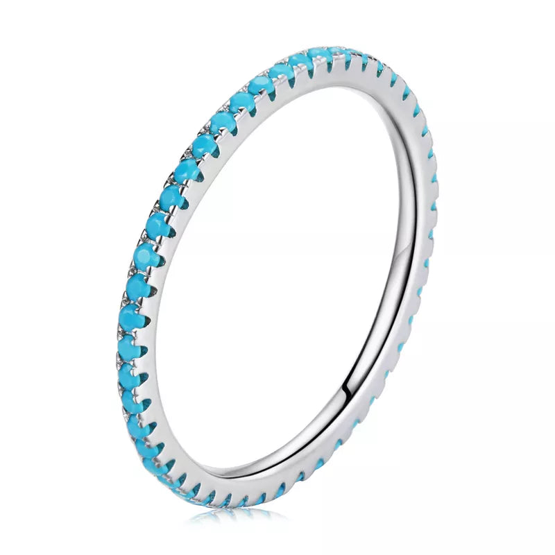 WOSTU 925 Sterling Silver Simple Geometric Round Single Stackable Finger Rings for Women Engagement Jewelry CQR066