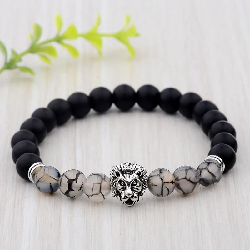 Buddhism Yoga Balance Bracelet Men Bileklik Black Matte Natural Stone Beads Bracelet for Women Braclet Jewelry AB216