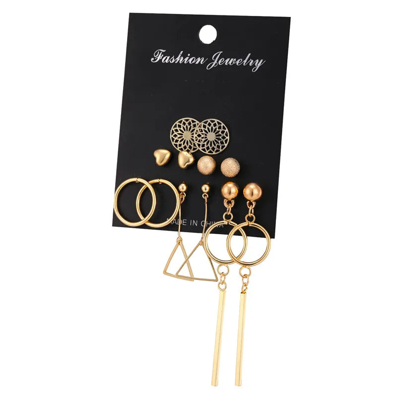 17KM 30 Boho Tassel Earrings Bohemian Long Earrings Set for Women Brincos Geometric Fabric Drop Earring Female Fashion Jewelry