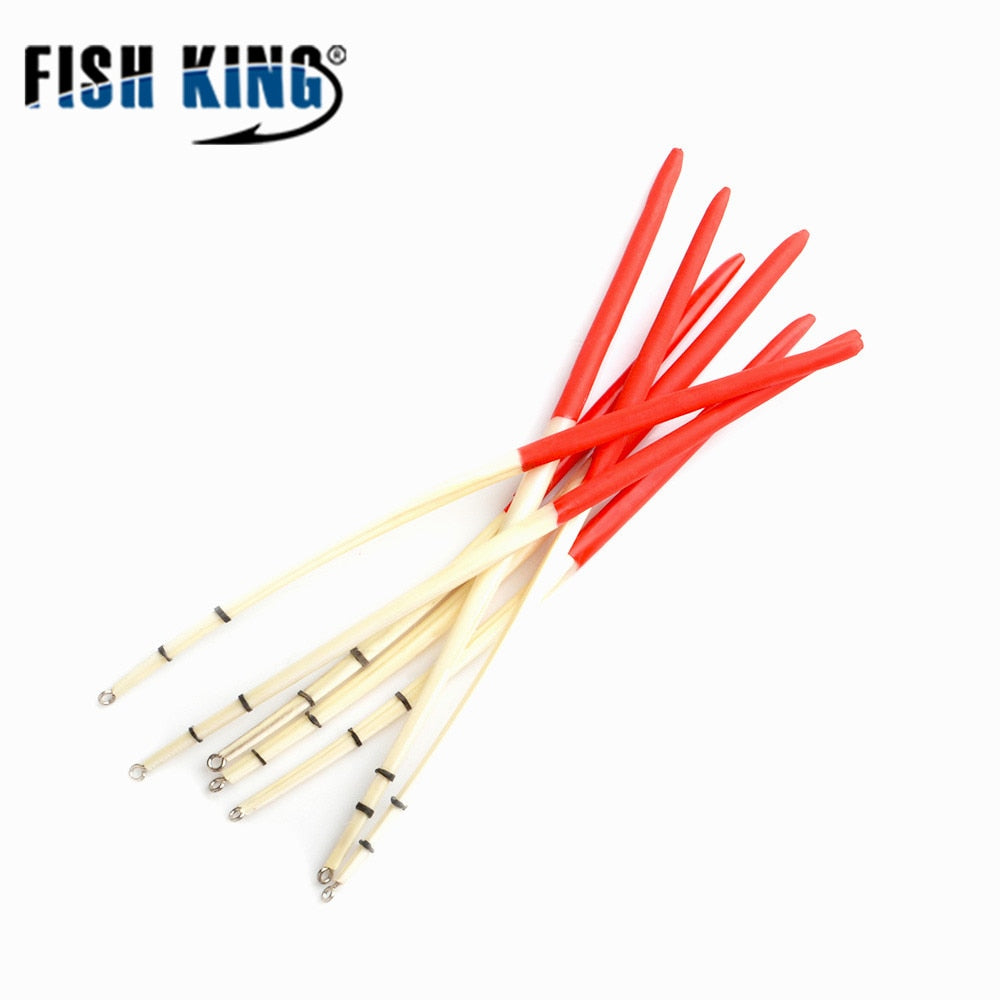 FISH KING 10pcs/Lot 2 Colours Peacock Feather Float Hard Tail Type Fishing Float Bobber With Rings for Fishing