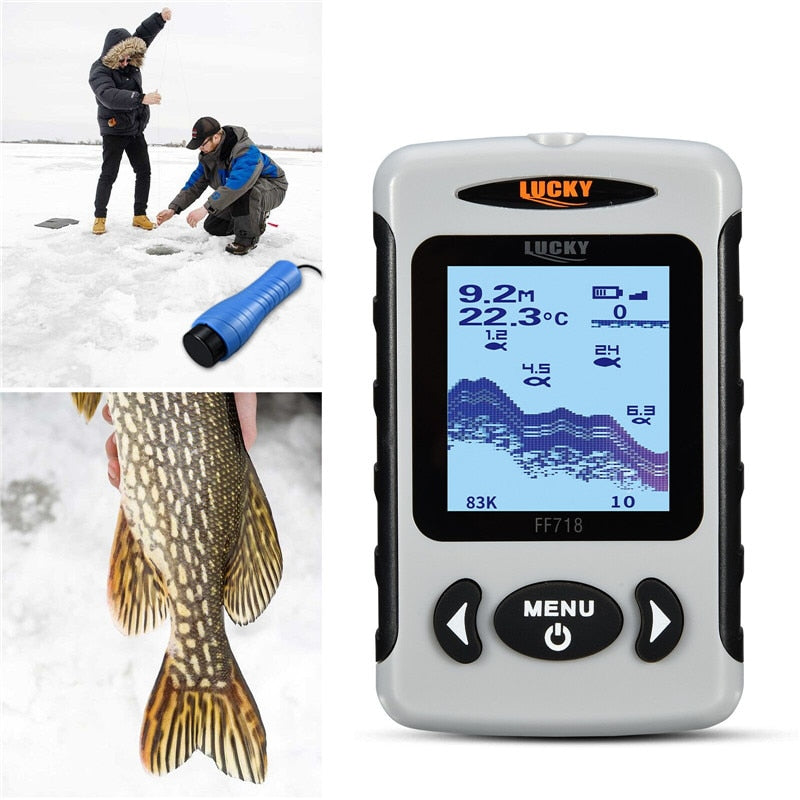 LUCKY FF718D-Ice&FF718 2.2inch LCD Portable Fish Finder 200KHz/83KHz Dual Sonar Frequency 100M Detector for Ice Fishing