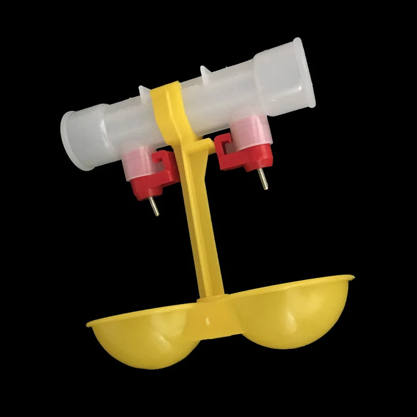 Chicken Waterer Double Nipple Drinker Mouth Drinking Hanging Cups Chicken Feeder Farming Equipment 10pcs
