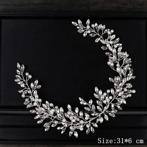 Rhinestone Crystal Headbands Wedding Hair Accessories Bridal Pearl Headband Pearl Hair Band Handmade Bridal Head Jewelry