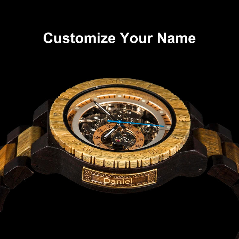 Personalized Watch Men BOBO BIRD Wood Automatic Watches Relogio Masculino Custom Anniversary for Him Engraving
