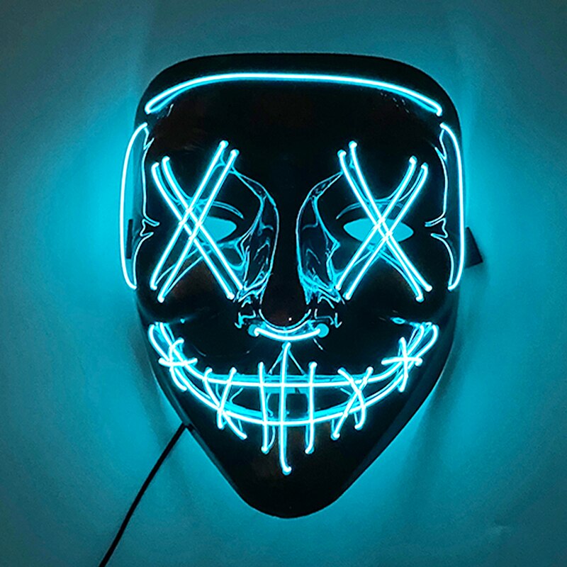 Neon Light LED Mask LED Halloween Scary Mask Cosplay Party Masque Masquerade Masks Halloween Costume Carnival Glow Party Props
