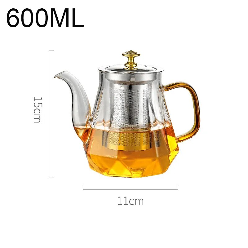 Glass Teapot Heat Resistant Tea Pot With Stainless Steel Tea Infuser Clear Tea K