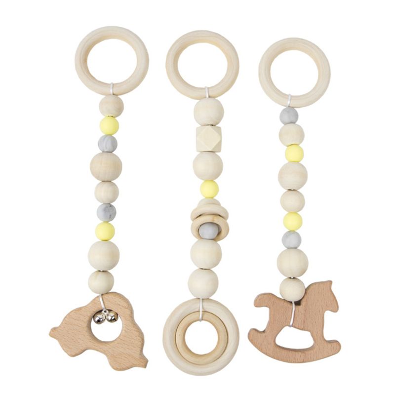3 Pcs/Set Nordic Baby Gym Frame Game Pendants Sensory Nursery Ring-Pull Toy Wooden Clothes Rack Kids Room Decoration