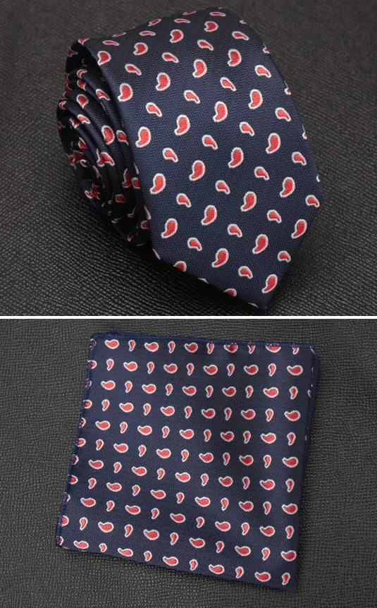 XGVOKH Men Tie Cravat Set Fashion Wedding Ties for Men Hanky Necktie Dot Striped Gravata Jacquard Tie Social Party Accessories