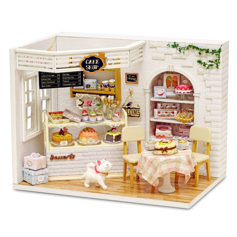 Doll House Furniture Diy Miniature 3D Wooden Miniaturas Dollhouse Toys for Children Birthday Casa Kitten Diary H013