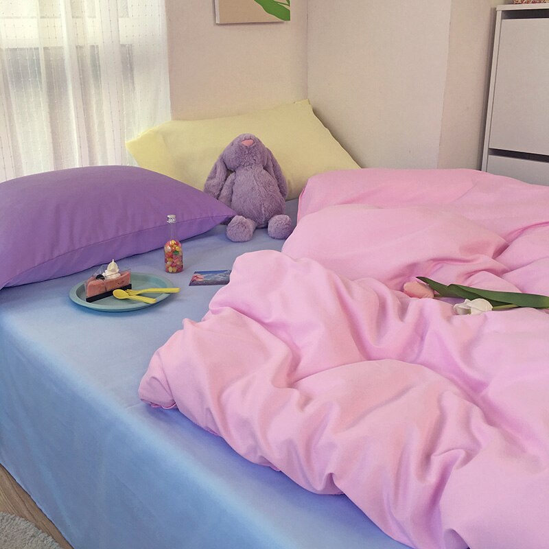 Bedding Set Bed Sheet Set Duvet Cover Set King Size Queen Size Comforter Sets Luxury Bedroom Anime Cute Pink