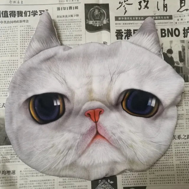 Newest 2024 3D Printed Dog Cat Face Car Headrest Neck Rest Auto Neck Safety Cushion Car Neck Support Headrest Without Filler