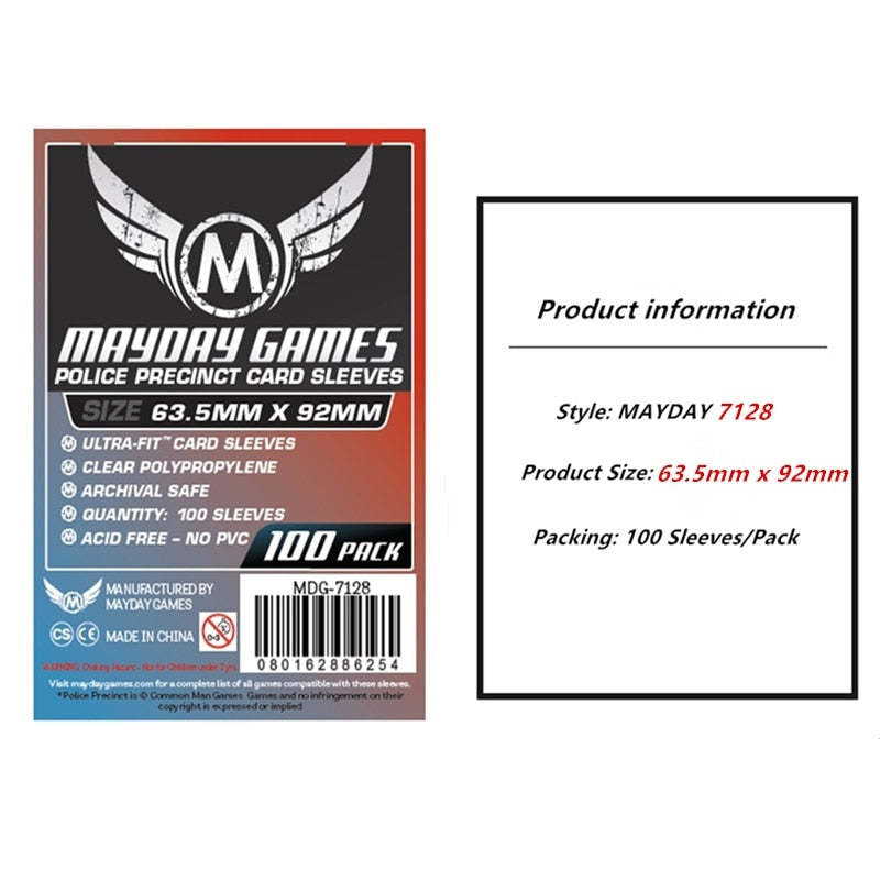 100 Sleeves Board Games MAYDAY Card Game Sleeve Protector Protective Clear Cards Sleeves