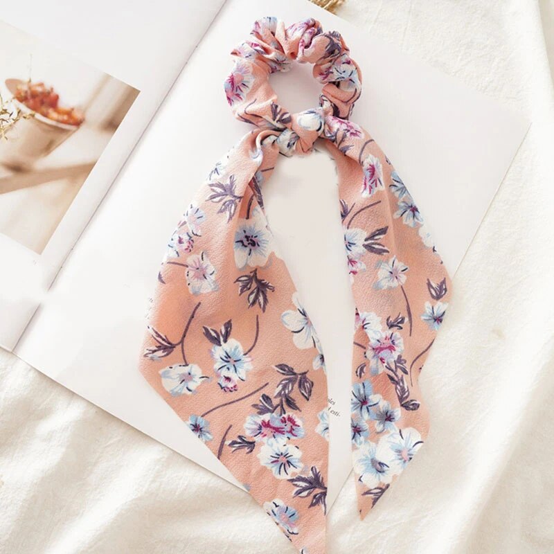 Santa Claus Bows Hair Scrunchies Long Ribbon Ponytail Scarf Hair Tie Women Girls Elastic Hair Bands Christmas Hair Accessories