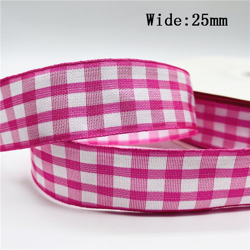 5yards/Lot 25mm Plaid Ribbon Christmas Decor Ribbon for Handmade Design Christmas Decoration DIY